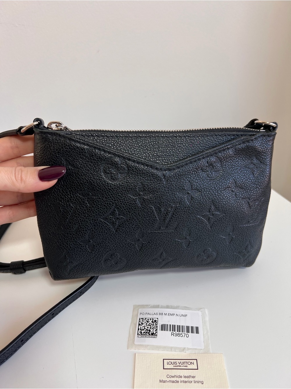 Louis Vuitton Black Embossed Monogram Crossbody Pochette